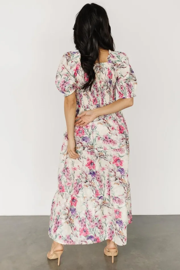 Women Maxi Dresses Baltic Born Tulsa Smocked Dress Cream Pink