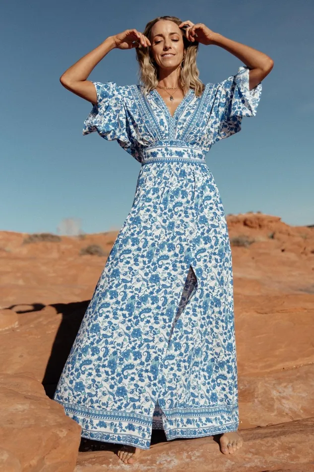 Women Maxi Dresses Baltic Born Watson Kimono Maxi Dress Blue White Women Maxi Dresses Baltic Born Watson Kimono Maxi Dress Blue White