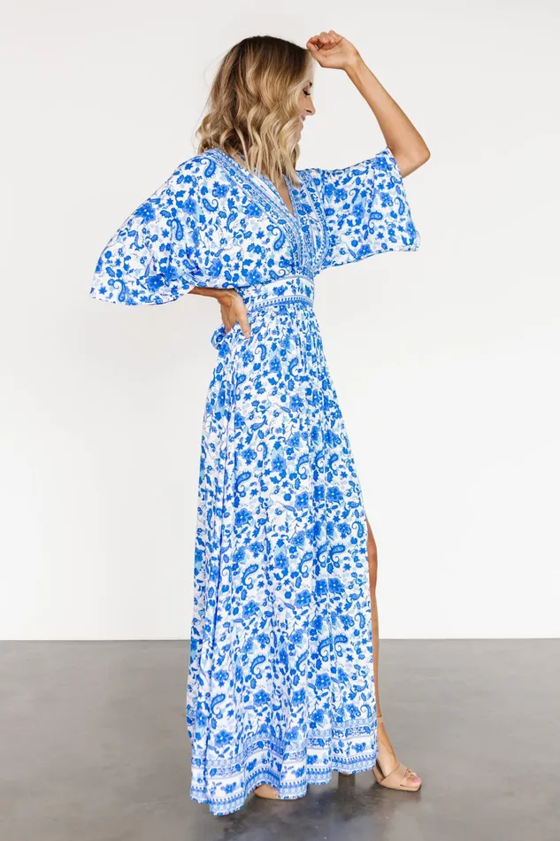 Women Maxi Dresses Baltic Born Watson Kimono Maxi Dress Blue White Women Maxi Dresses Baltic Born Watson Kimono Maxi Dress Blue White