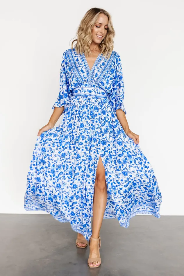 Women Maxi Dresses Baltic Born Watson Kimono Maxi Dress Blue White Women Maxi Dresses Baltic Born Watson Kimono Maxi Dress Blue White