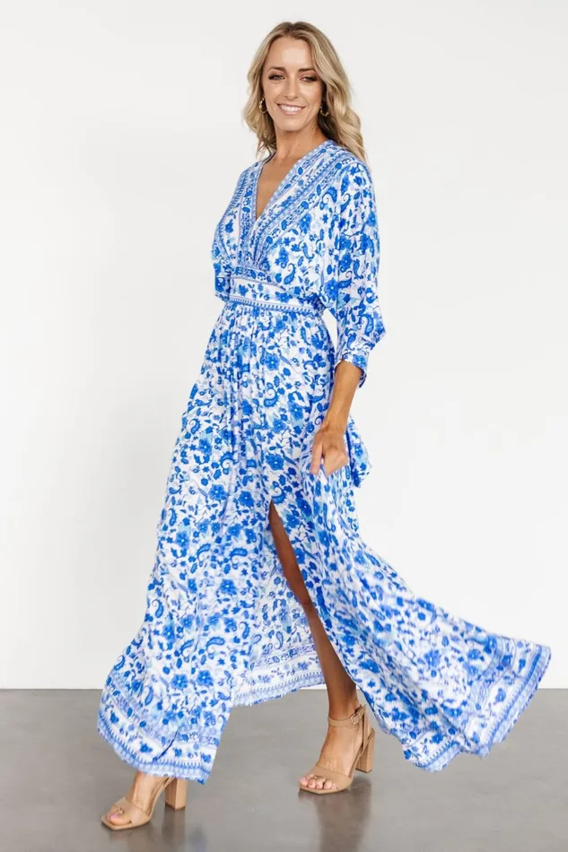 Women Maxi Dresses Baltic Born Watson Kimono Maxi Dress Blue White Women Maxi Dresses Baltic Born Watson Kimono Maxi Dress Blue White