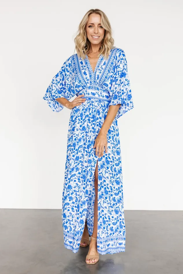 Women Maxi Dresses Baltic Born Watson Kimono Maxi Dress Blue White Women Maxi Dresses Baltic Born Watson Kimono Maxi Dress Blue White