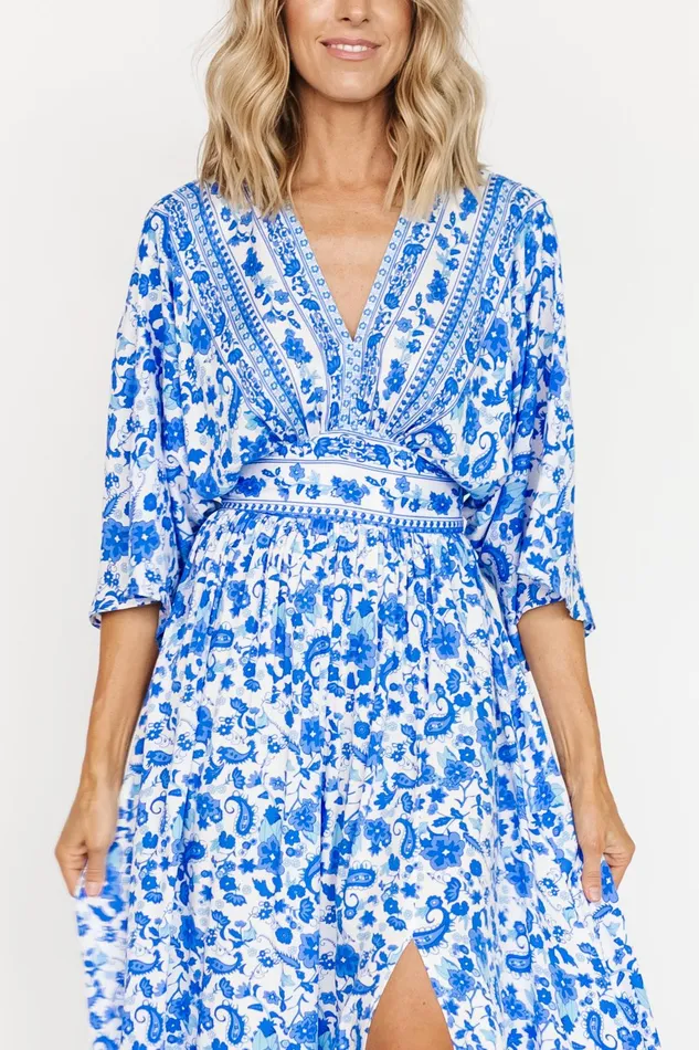 Women Maxi Dresses Baltic Born Watson Kimono Maxi Dress Blue White Women Maxi Dresses Baltic Born Watson Kimono Maxi Dress Blue White