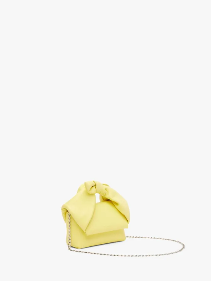 WomenMen Twister Bag JW Anderson SMALL BOW TWISTER 8211 LEATHER TOP HANDLE BAG Lemonade WomenMen Twister Bag JW Anderson SMALL BOW TWISTER 8211 LEATHER TOP HANDLE BAG Lemonade