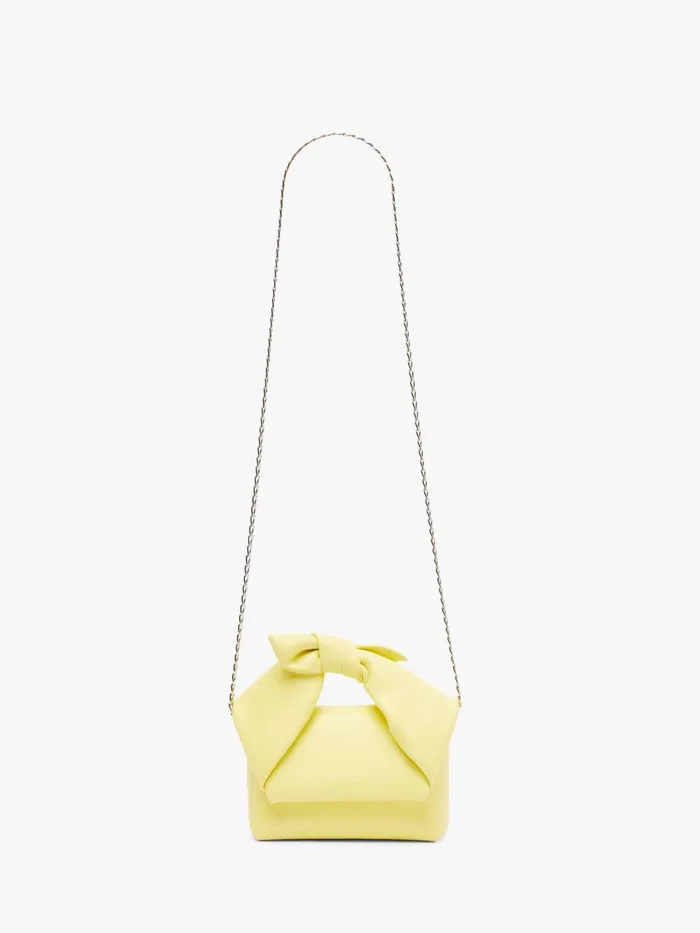 WomenMen Twister Bag JW Anderson SMALL BOW TWISTER 8211 LEATHER TOP HANDLE BAG Lemonade WomenMen Twister Bag JW Anderson SMALL BOW TWISTER 8211 LEATHER TOP HANDLE BAG Lemonade