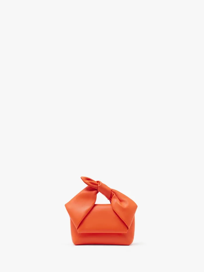 WomenMen Twister Bag JW Anderson SMALL BOW TWISTER 8211 LEATHER TOP HANDLE BAG Orange WomenMen Twister Bag JW Anderson SMALL BOW TWISTER 8211 LEATHER TOP HANDLE BAG Orange