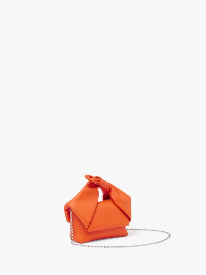 WomenMen Twister Bag JW Anderson SMALL BOW TWISTER 8211 LEATHER TOP HANDLE BAG Orange WomenMen Twister Bag JW Anderson SMALL BOW TWISTER 8211 LEATHER TOP HANDLE BAG Orange