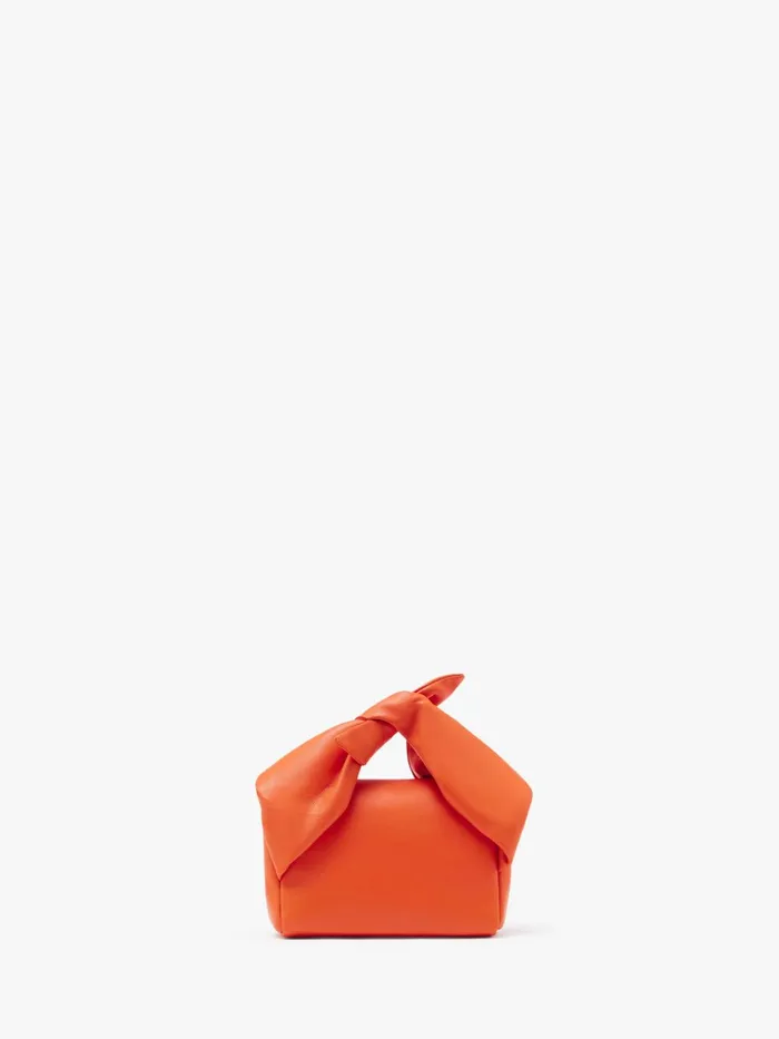 WomenMen Twister Bag JW Anderson SMALL BOW TWISTER 8211 LEATHER TOP HANDLE BAG Orange WomenMen Twister Bag JW Anderson SMALL BOW TWISTER 8211 LEATHER TOP HANDLE BAG Orange