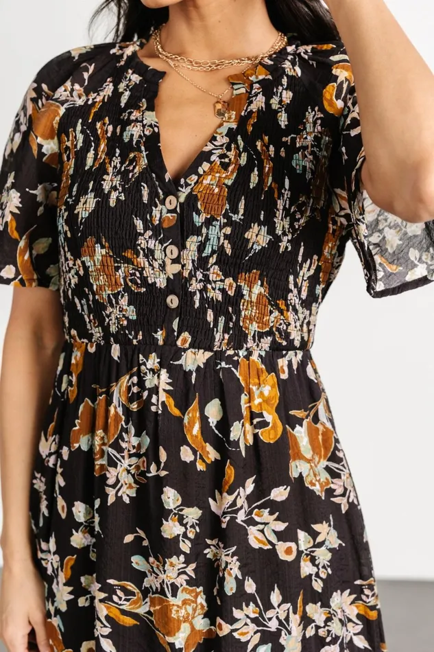 Women Midi Dresses Baltic Born Hathaway Midi Dress Black Floral Women Midi Dresses Baltic Born Hathaway Midi Dress Black Floral