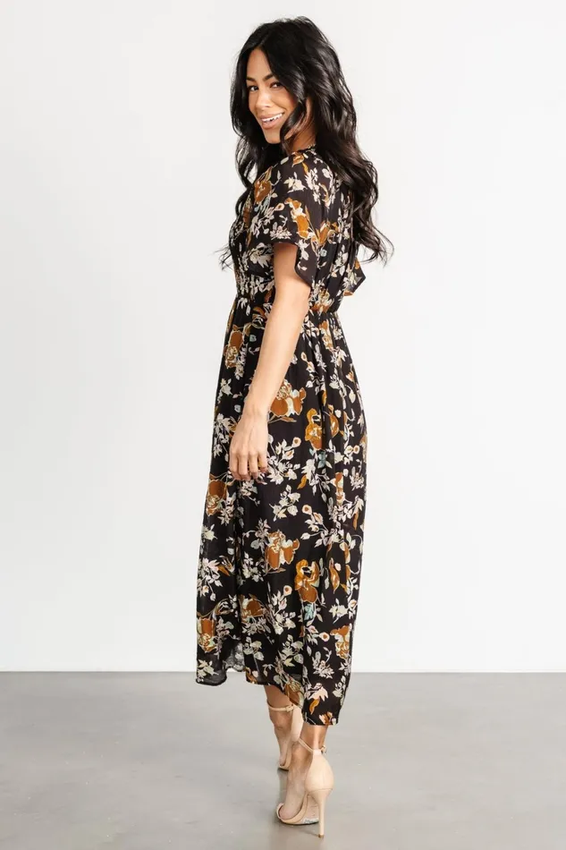Women Midi Dresses Baltic Born Hathaway Midi Dress Black Floral Women Midi Dresses Baltic Born Hathaway Midi Dress Black Floral