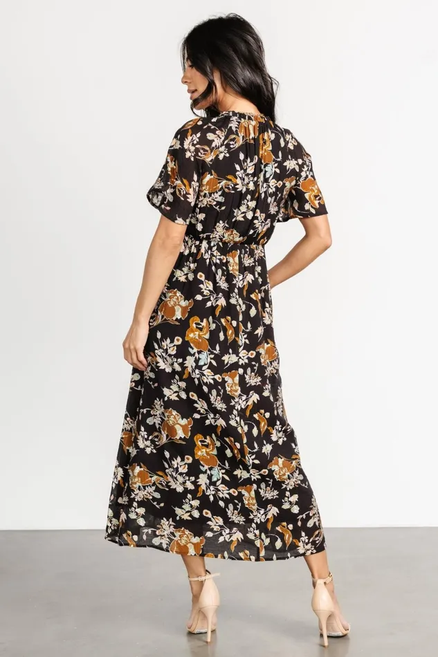 Women Midi Dresses Baltic Born Hathaway Midi Dress Black Floral Women Midi Dresses Baltic Born Hathaway Midi Dress Black Floral