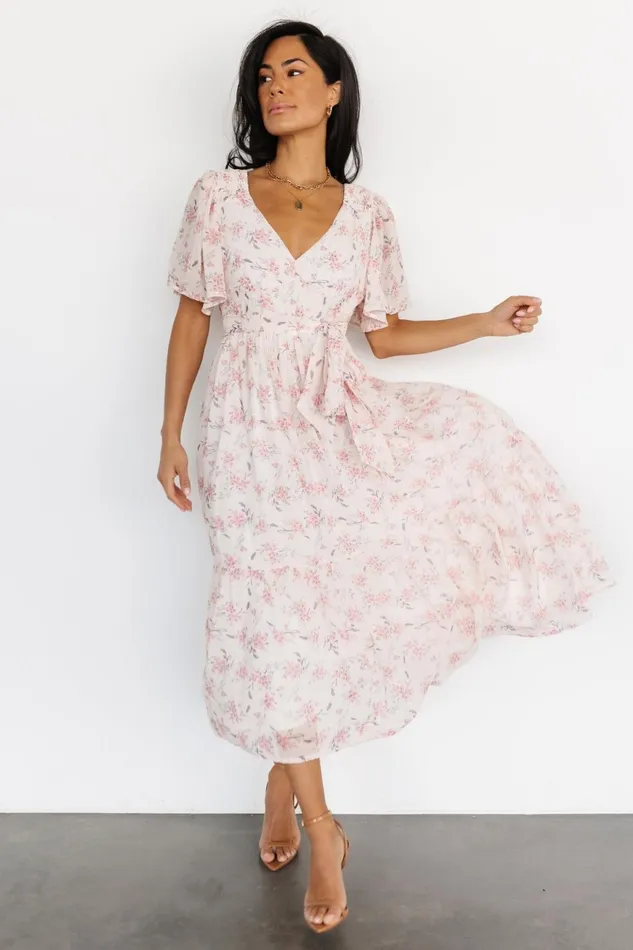 Women Midi Dresses Baltic Born Iris Midi Dress Blush Floral Women Midi Dresses Baltic Born Iris Midi Dress Blush Floral