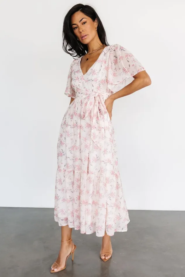 Women Midi Dresses Baltic Born Iris Midi Dress Blush Floral Women Midi Dresses Baltic Born Iris Midi Dress Blush Floral