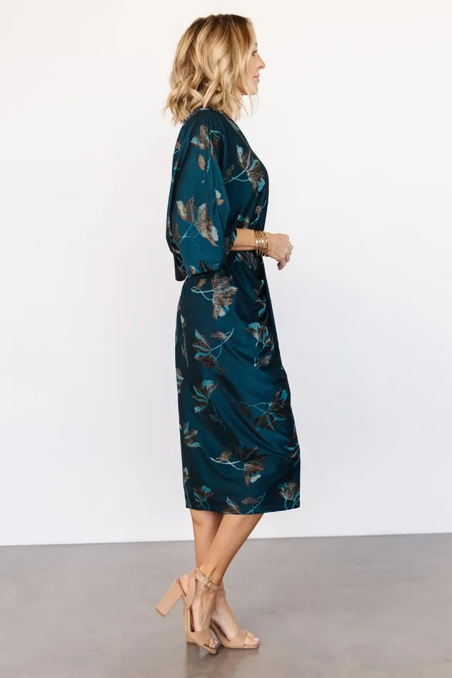Women Midi Dresses Baltic Born Shaneen Ruched Midi Dress Jade Floral Shimmer Women Midi Dresses Baltic Born Shaneen Ruched Midi Dress Jade Floral Shimmer