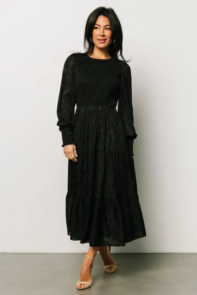 Women Midi Dresses Baltic Born Stockholm Smocked Dress Black