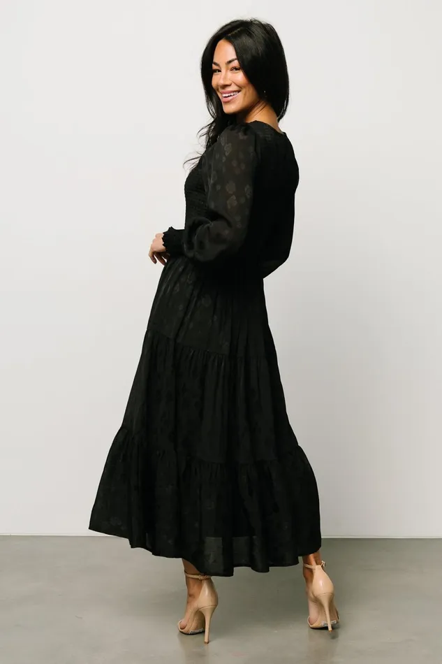 Women Midi Dresses Baltic Born Stockholm Smocked Dress Black