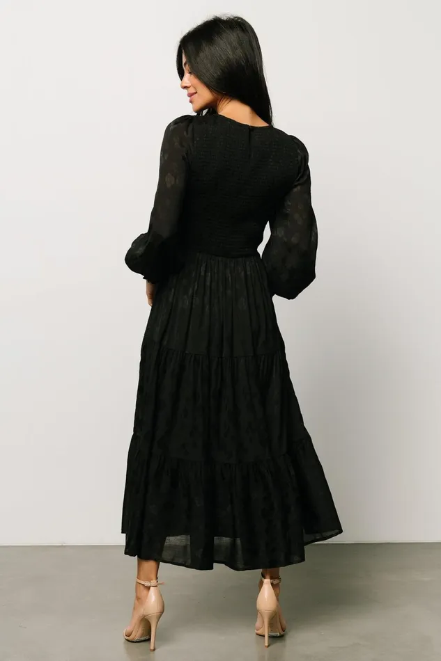 Women Midi Dresses Baltic Born Stockholm Smocked Dress Black