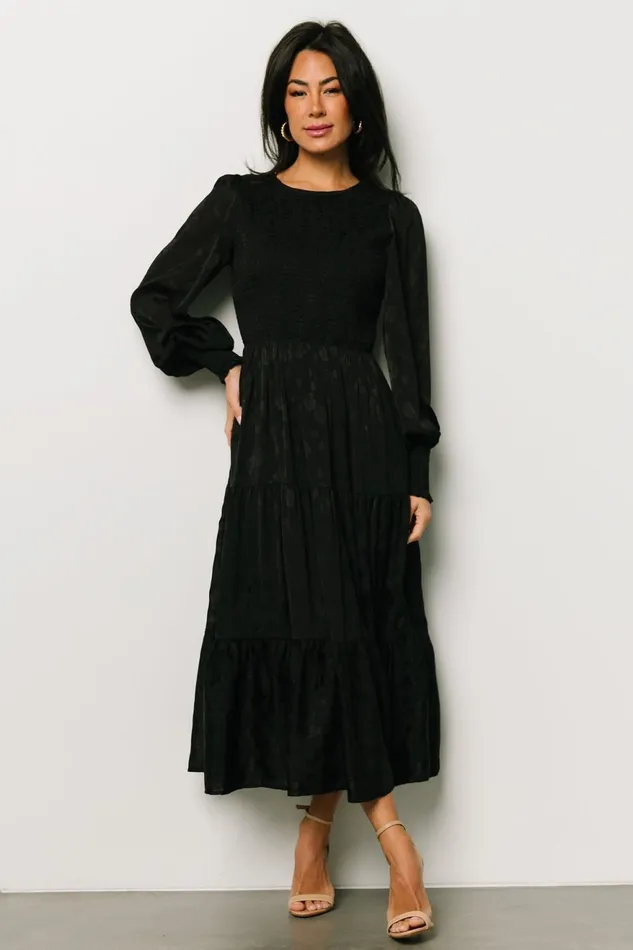 Women Midi Dresses Baltic Born Stockholm Smocked Dress Black