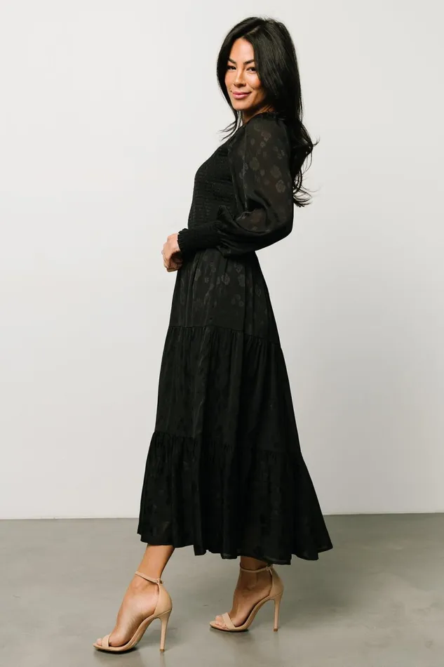 Women Midi Dresses Baltic Born Stockholm Smocked Dress Black