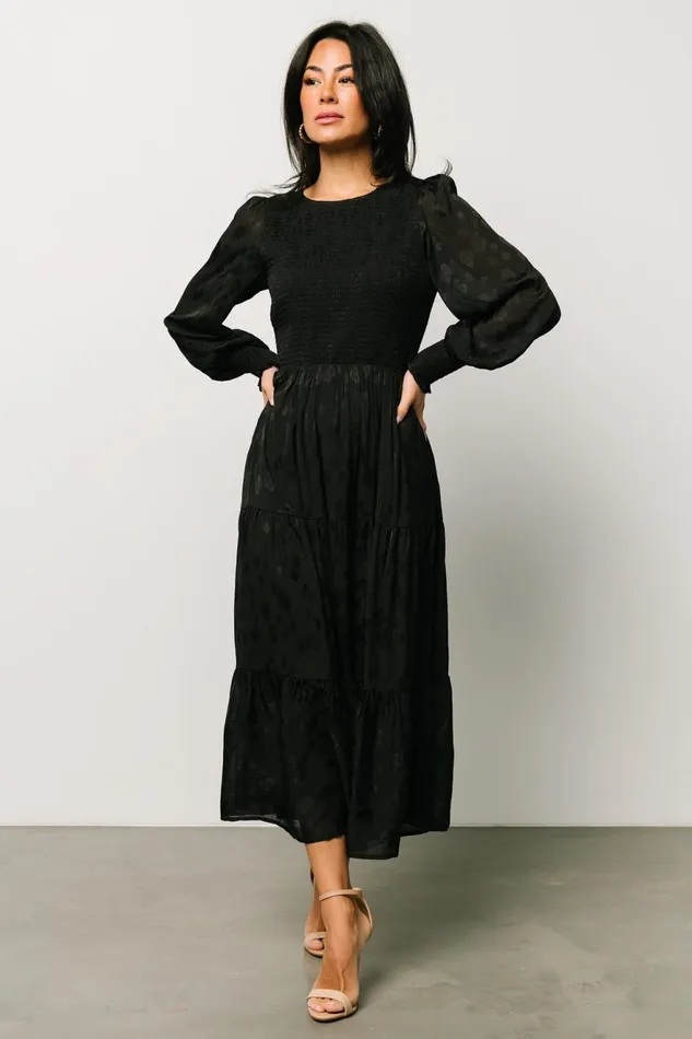 Women Midi Dresses Baltic Born Stockholm Smocked Dress Black