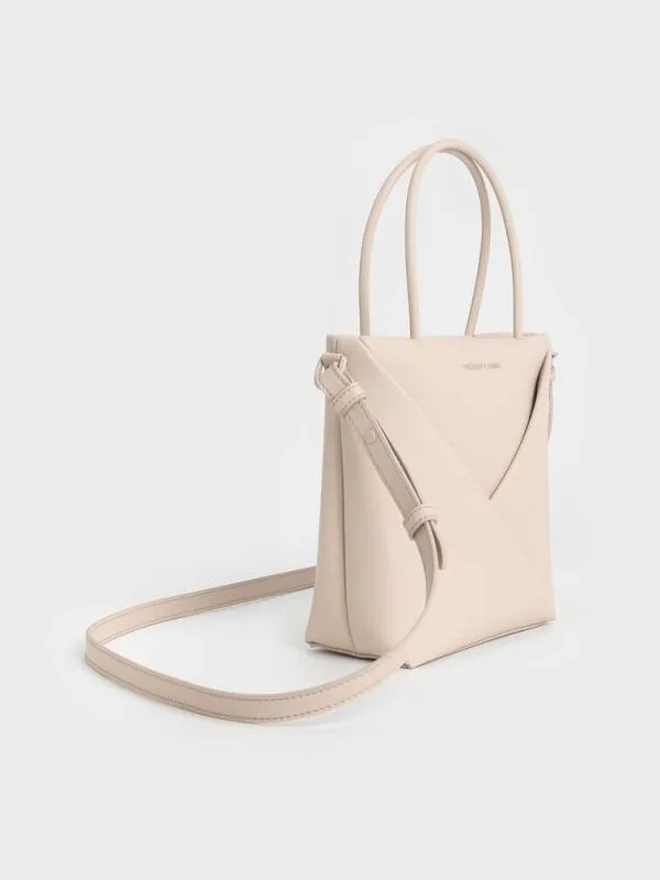 Women Midori Geometric Elongated Tote Bag 8211 Oat CHARLES and KEITH Tote Bags