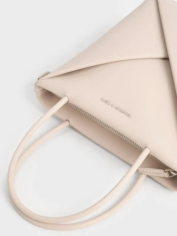 Women Midori Geometric Elongated Tote Bag 8211 Oat CHARLES and KEITH Tote Bags