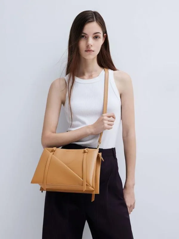 Women Midori Geometric Tote Bag 8211 Camel CHARLES and KEITH Tote Bags