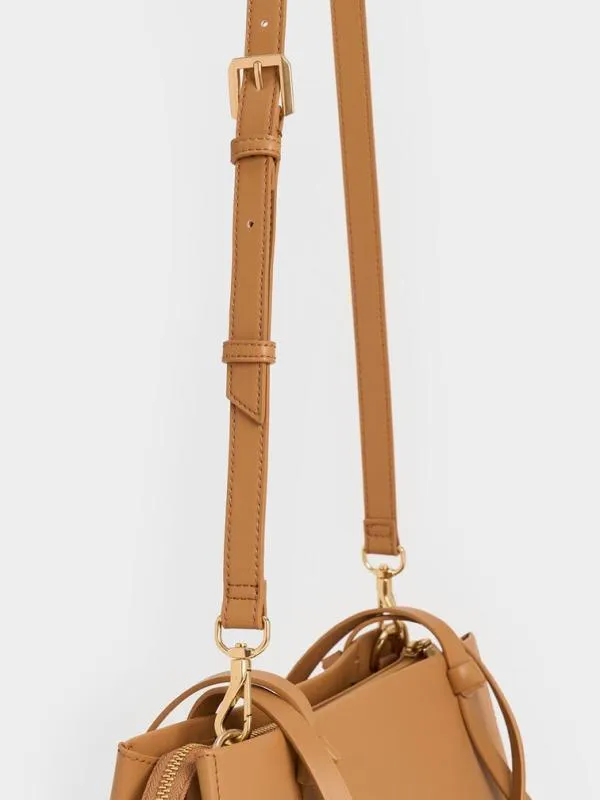 Women Midori Geometric Tote Bag 8211 Camel CHARLES and KEITH Tote Bags