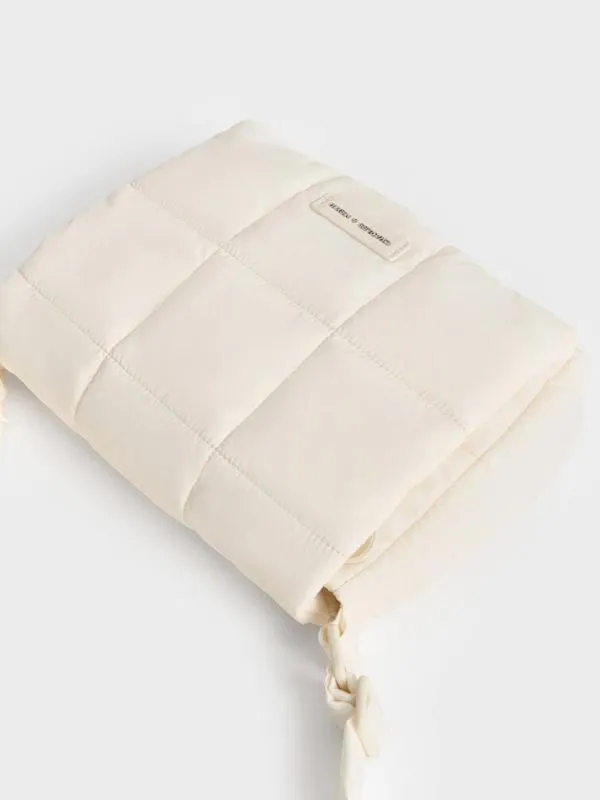 Women Mini Errya Nylon Quilted Puffy Crossbody Bag 8211 White CHARLES and KEITH Crossbody Bags