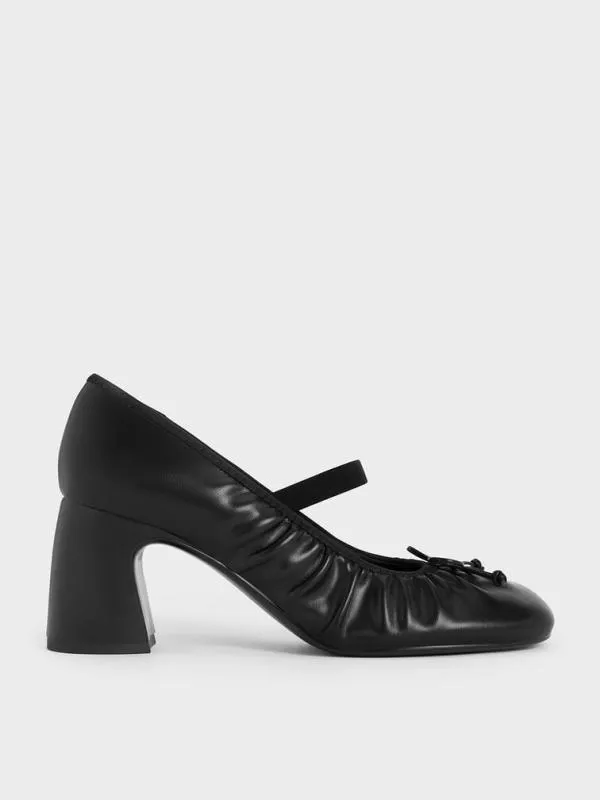 Women Mino Ruched Mary Jane Pumps 8211 Black CHARLES and KEITH Heels