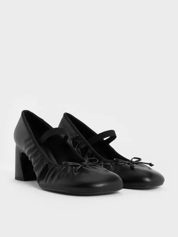 Women Mino Ruched Mary Jane Pumps 8211 Black CHARLES and KEITH Heels
