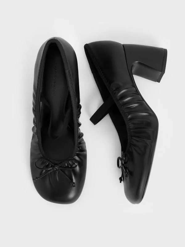 Women Mino Ruched Mary Jane Pumps 8211 Black CHARLES and KEITH Heels