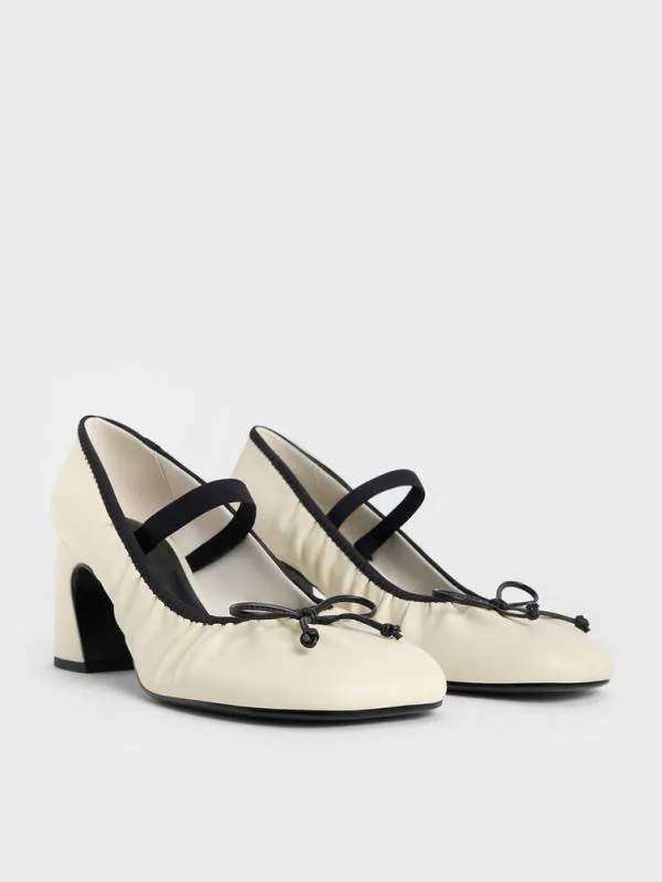 Women Mino Ruched Mary Jane Pumps 8211 Chalk CHARLES and KEITH Heels