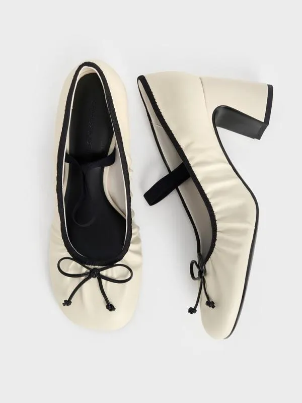 Women Mino Ruched Mary Jane Pumps 8211 Chalk CHARLES and KEITH Heels