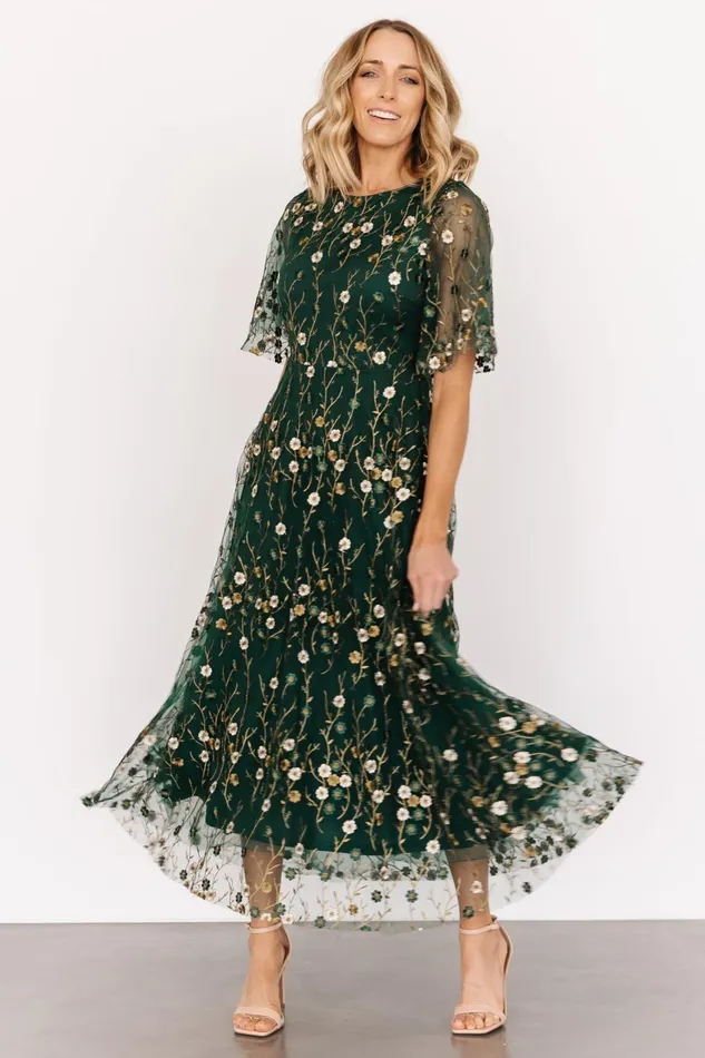 Women Mother Of The Bride Baltic Born Arabella Embroidered Tulle Maxi Dress Dark Green Floral Women Mother Of The Bride Baltic Born Arabella Embroidered Tulle Maxi Dress Dark Green Floral