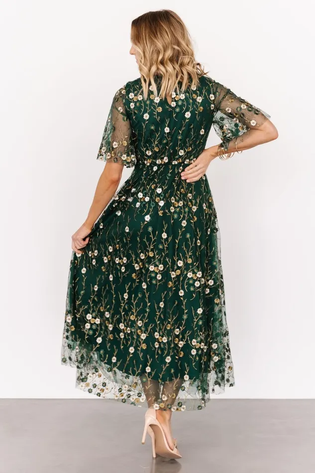 Women Mother Of The Bride Baltic Born Arabella Embroidered Tulle Maxi Dress Dark Green Floral Women Mother Of The Bride Baltic Born Arabella Embroidered Tulle Maxi Dress Dark Green Floral