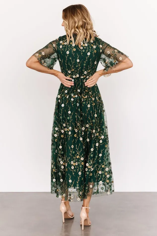 Women Mother Of The Bride Baltic Born Arabella Embroidered Tulle Maxi Dress Dark Green Floral Women Mother Of The Bride Baltic Born Arabella Embroidered Tulle Maxi Dress Dark Green Floral