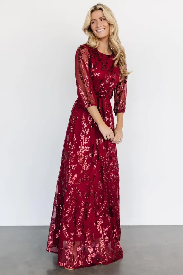 Women Mother Of The Bride Baltic Born Destiny Sequin Maxi Dress Wine