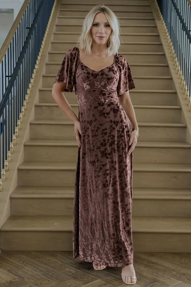 Women Mother Of The Bride Baltic Born Everley Velvet Maxi Dress Espresso