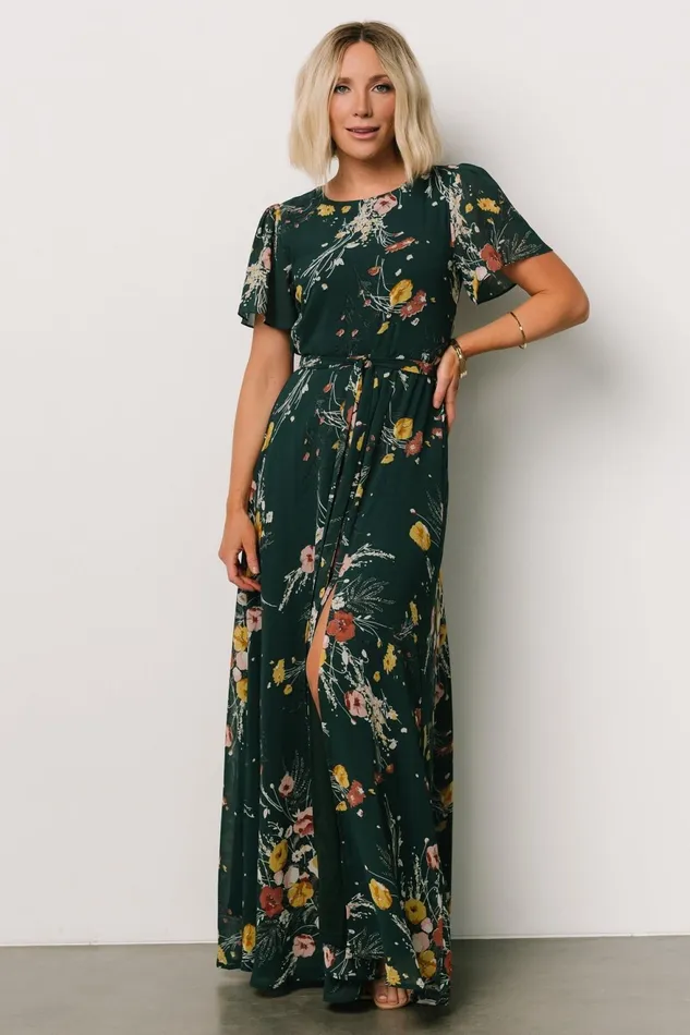 Women Mother Of The Bride Baltic Born Naomi Short Sleeve Maxi Dress Dark Green Floral Women Mother Of The Bride Baltic Born Naomi Short Sleeve Maxi Dress Dark Green Floral
