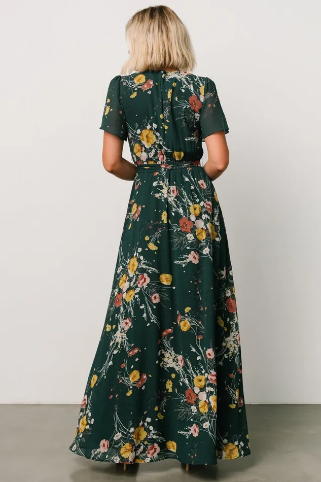 Women Mother Of The Bride Baltic Born Naomi Short Sleeve Maxi Dress Dark Green Floral Women Mother Of The Bride Baltic Born Naomi Short Sleeve Maxi Dress Dark Green Floral