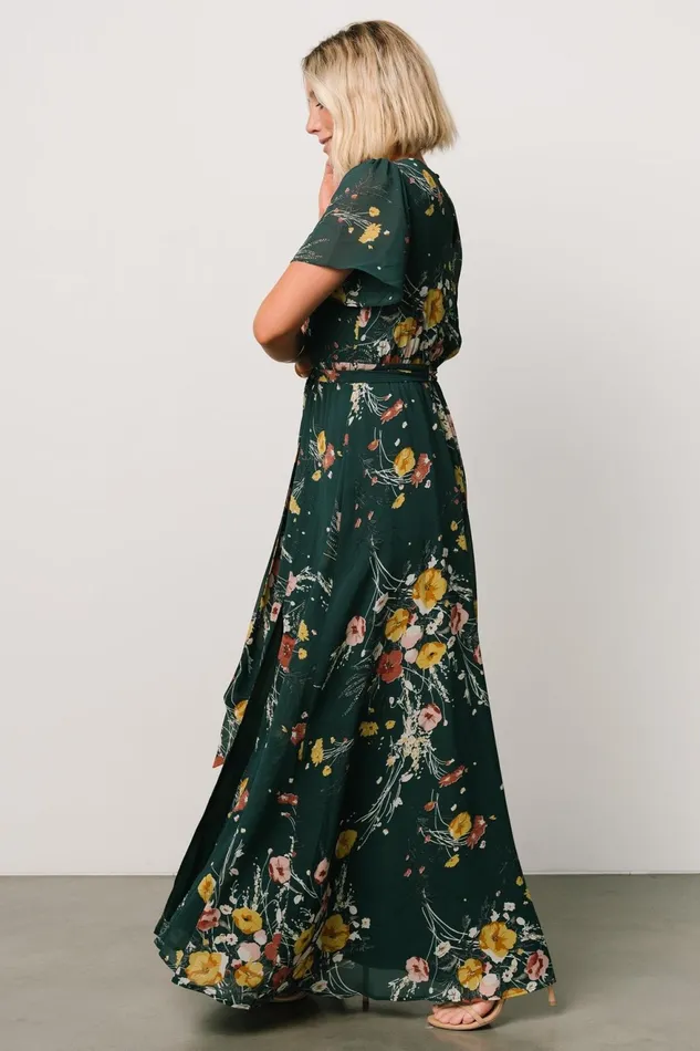 Women Mother Of The Bride Baltic Born Naomi Short Sleeve Maxi Dress Dark Green Floral Women Mother Of The Bride Baltic Born Naomi Short Sleeve Maxi Dress Dark Green Floral