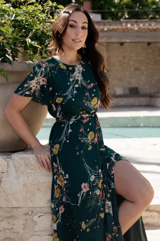 Women Mother Of The Bride Baltic Born Naomi Short Sleeve Maxi Dress Dark Green Floral Women Mother Of The Bride Baltic Born Naomi Short Sleeve Maxi Dress Dark Green Floral