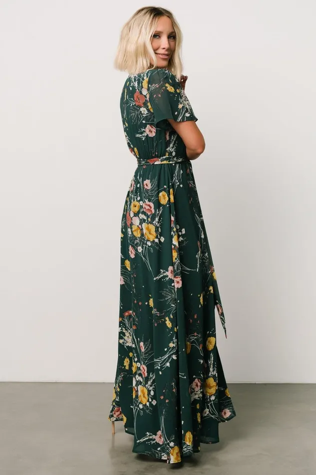 Women Mother Of The Bride Baltic Born Naomi Short Sleeve Maxi Dress Dark Green Floral Women Mother Of The Bride Baltic Born Naomi Short Sleeve Maxi Dress Dark Green Floral