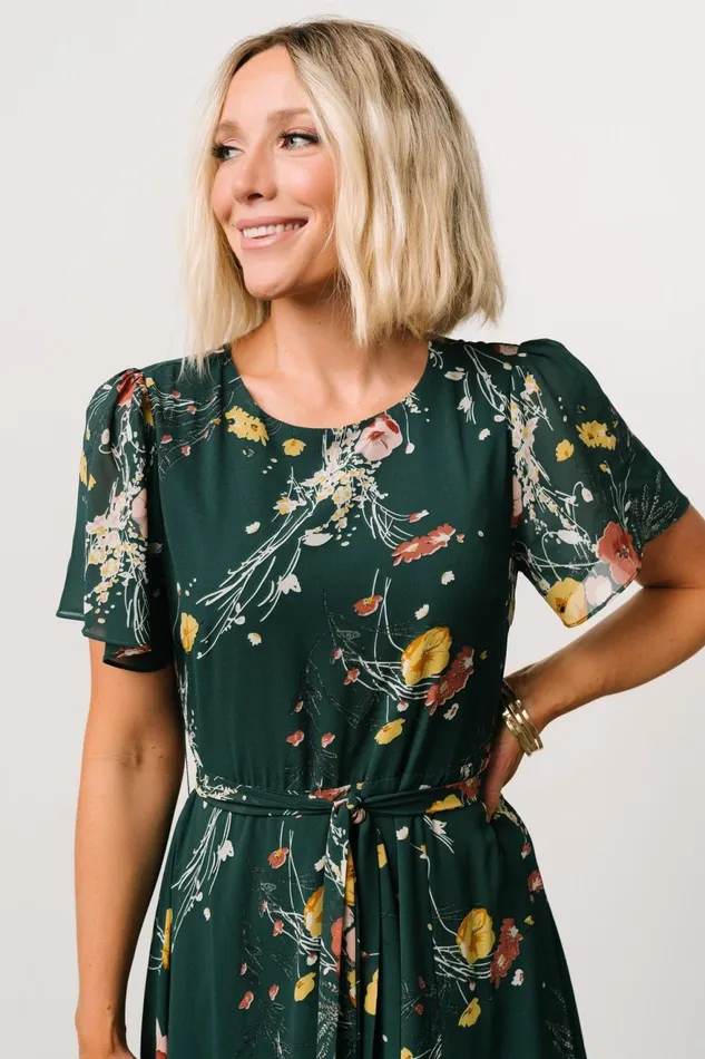 Women Mother Of The Bride Baltic Born Naomi Short Sleeve Maxi Dress Dark Green Floral Women Mother Of The Bride Baltic Born Naomi Short Sleeve Maxi Dress Dark Green Floral