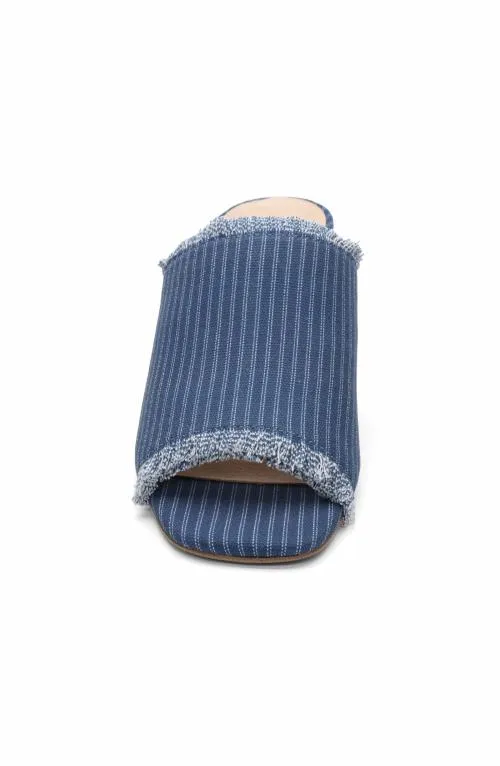 Women Mules Liverpool Los Angeles Brea Fringe Denim Mule Indigo Ecru