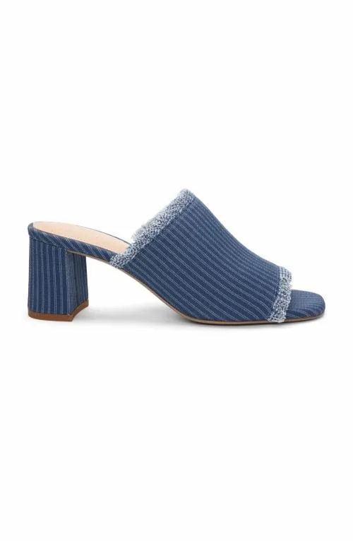Women Mules Liverpool Los Angeles Brea Fringe Denim Mule Indigo Ecru