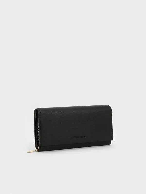 Women Muriel Front Flap Long Wallet 8211 Black CHARLES and KEITH Long Wallets