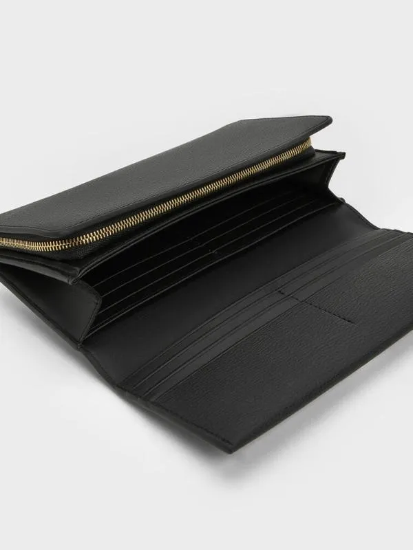 Women Muriel Front Flap Long Wallet 8211 Black CHARLES and KEITH Long Wallets