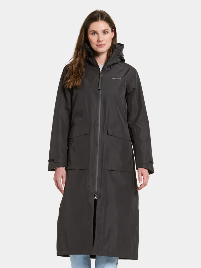 Women Nadja Parka Long Black Didriksons Spring Jackets